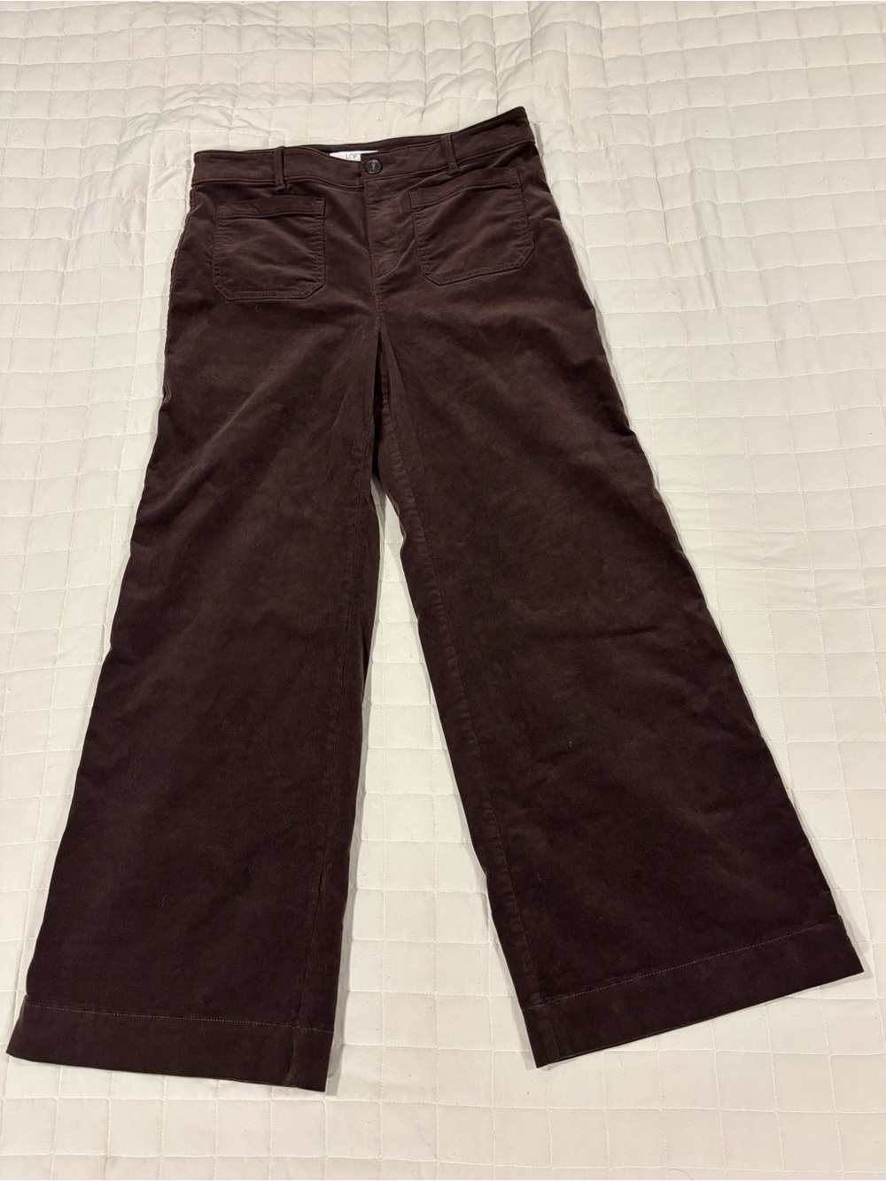 LOFT The Palmer Wide Leg Pants Chocolate Brown Corduroy Women Size 10